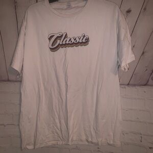 Fruit of the Loom White Tee with Retro Graphic